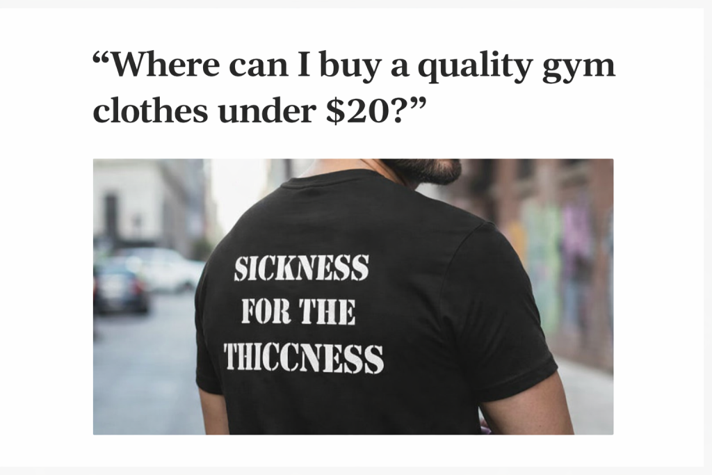 Where can I buy a Quality gym clothes under $20?