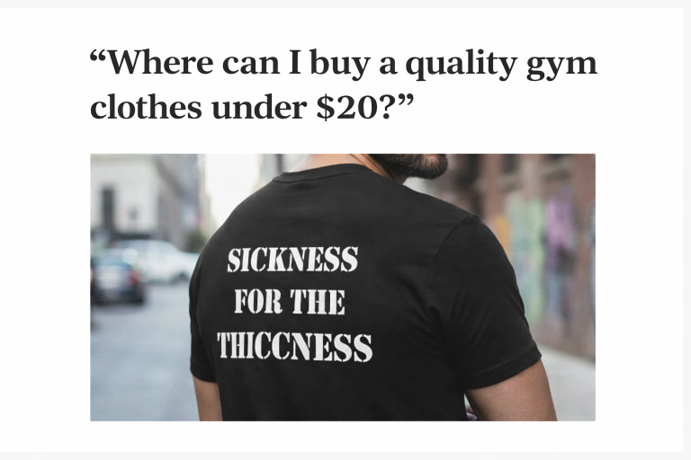 Where can I buy a Quality gym clothes under $20?