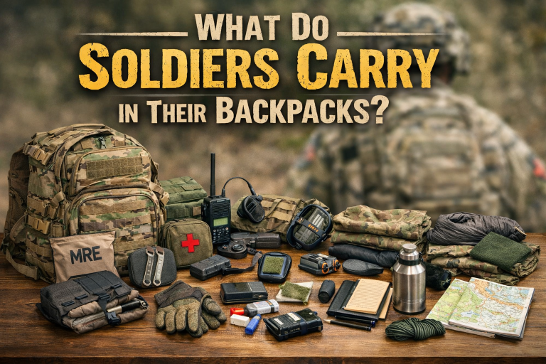 What do soldiers carry in their backpacks